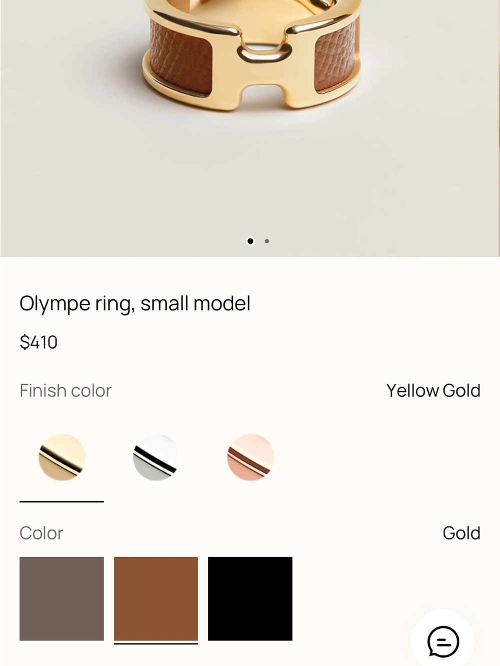BNIB Hermes Gold and Brown Olympe Small Model Ring